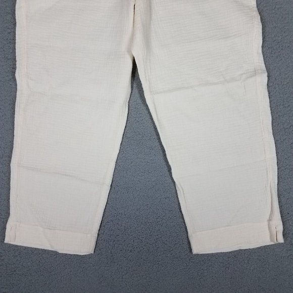 NEW Soft Surroundings Women's 1X Pants Crop Gauze Beach Pull On Casual Ivory - Picture 7 of 16